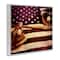 Stupell Industries American Flag Stripes Stars Baseball Mitt Sports Motif Framed Giclee Art